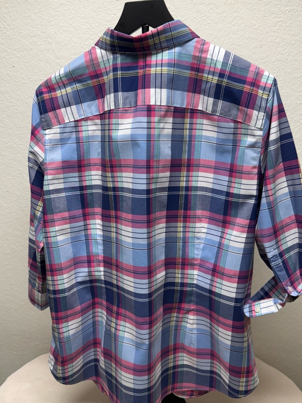 Chaps Plaid Button-Down Shirt in Blue & Pink - Picture 2 of 5